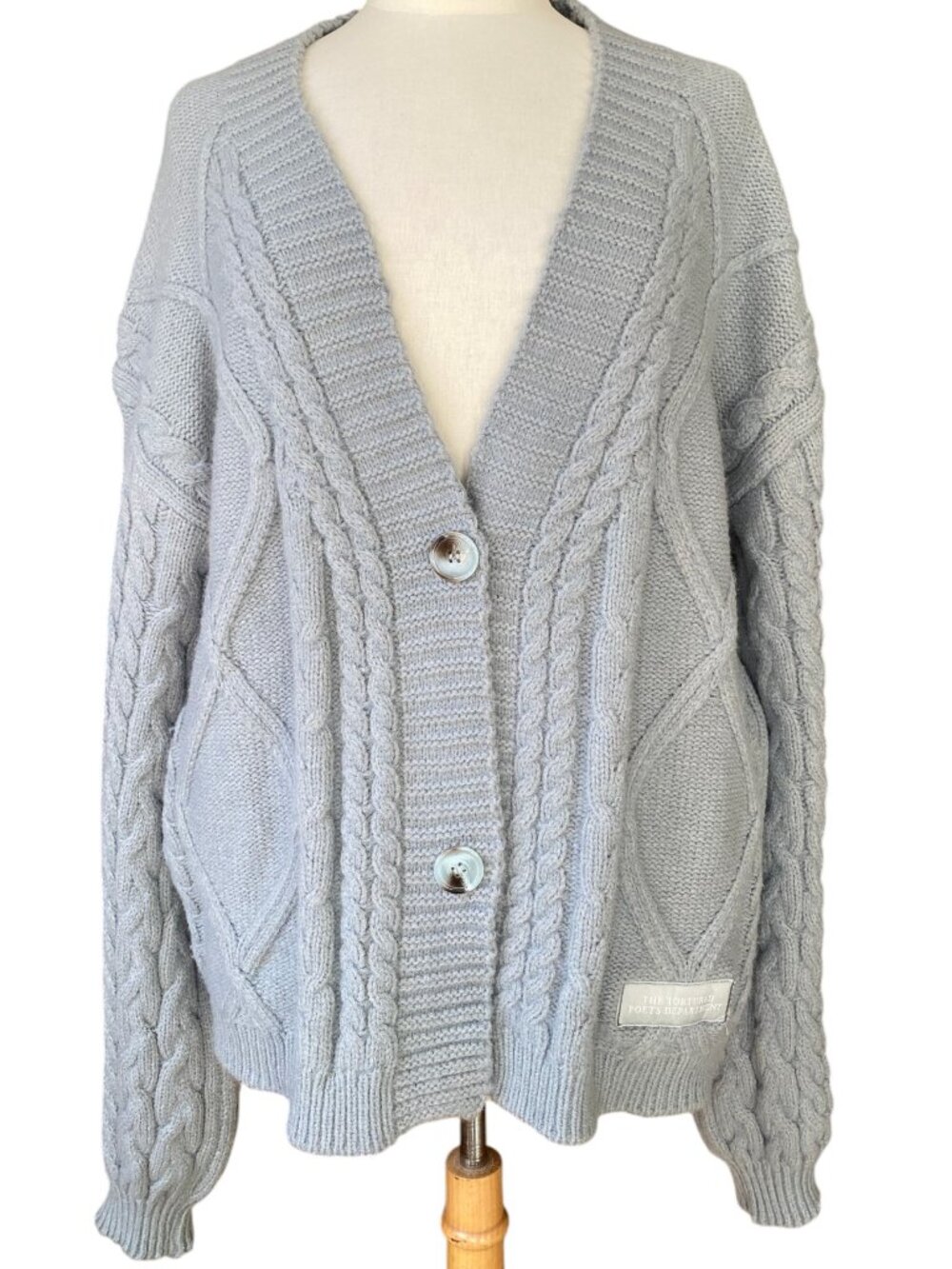 Taylor Swift The Tortured Poets Department Gray Cable Knit Cardigan-XL/2XL